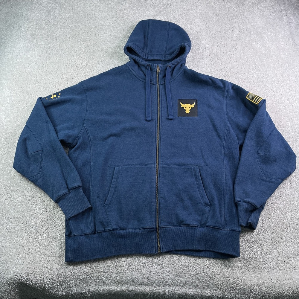 Under Armour Hoodie Mens XL Blue Project Rock Freedom Heavyweight Full Zip